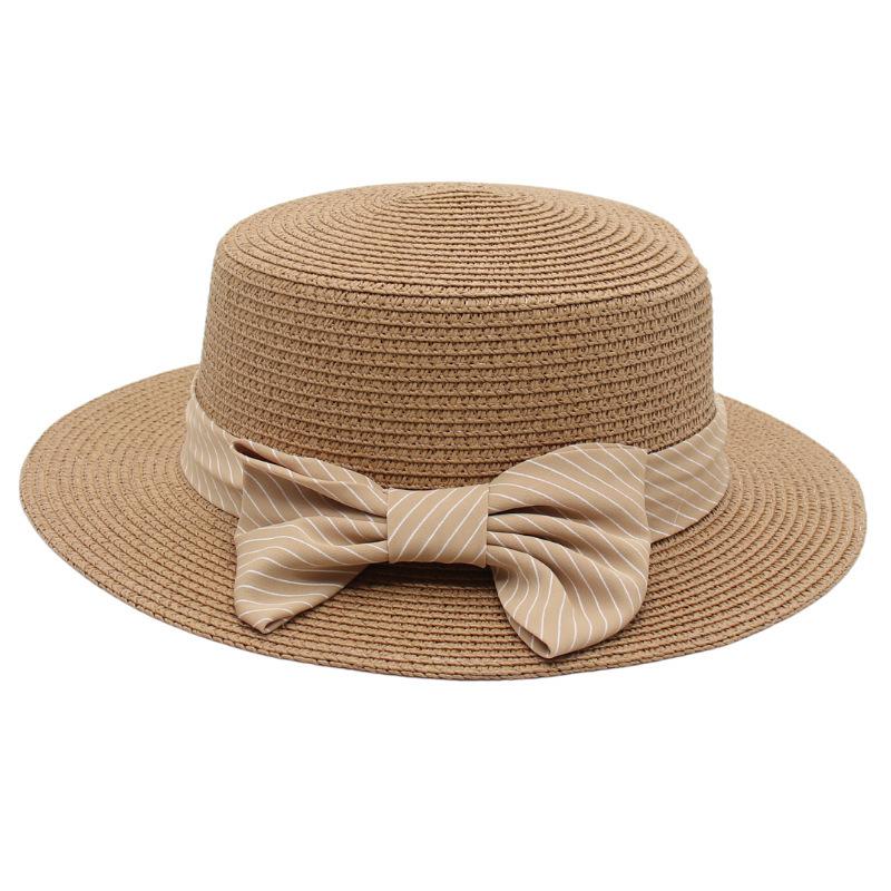 Straw Hat Female Sun Hat Bow Straw Hat French Mom Hat Beach Hat Seaside Ins Wind
