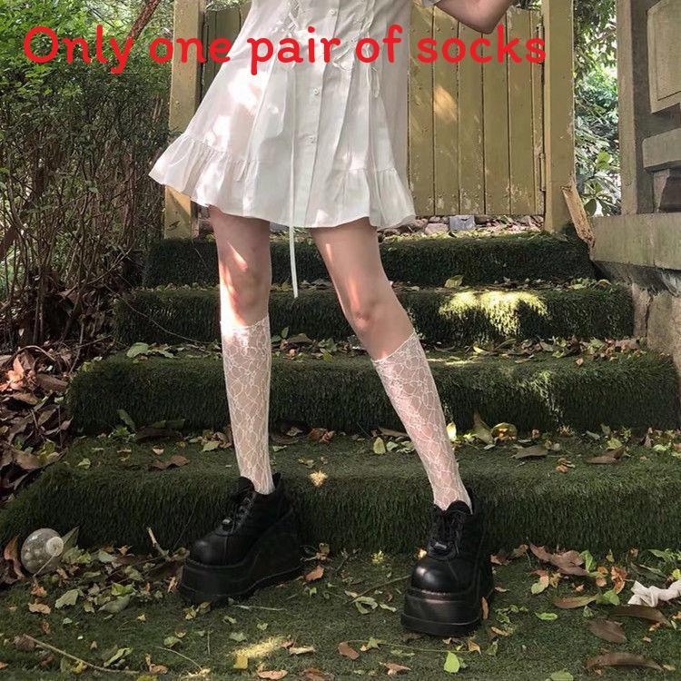 Lolita Lace Knee High Socks With Breathable Nylon For Girls And Teens