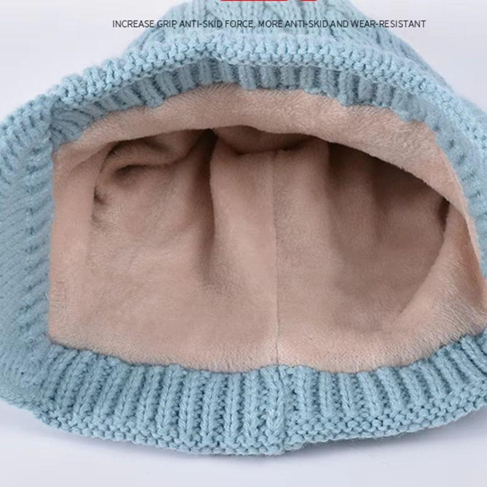 3Pcs/Set Solid Color Winter Pullover Hat Coldproof Ear Protection Caps Streetwear