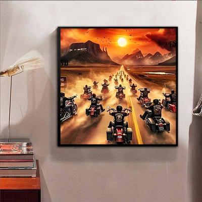 New Arrival 5D DIY Full Circle Diamond Painting "Motorcycle Troopers" Embroidery Cross Stitch Home Decor Gift