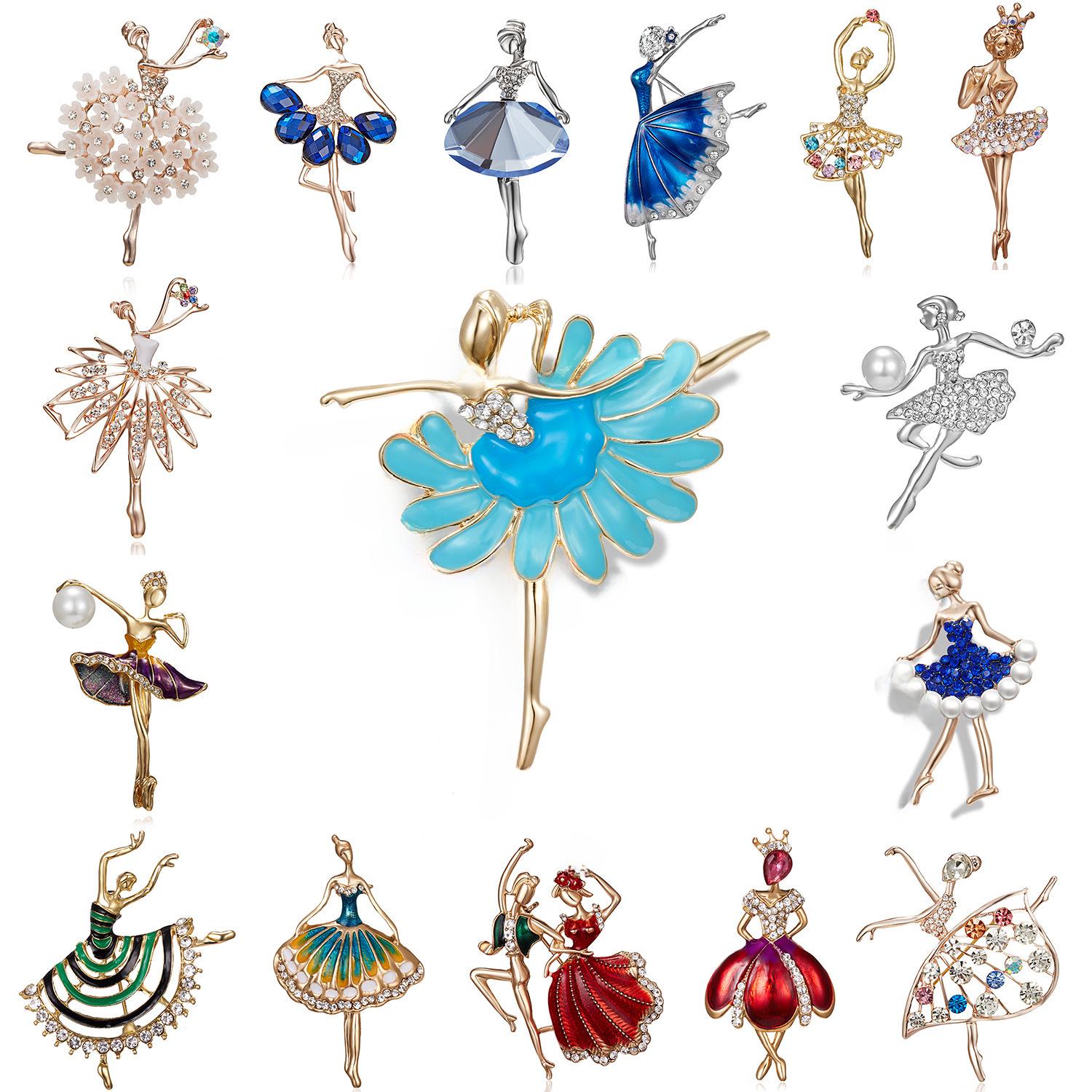 

Elegant Ballet Dancer Alloy Brooch with Rhinestones for Women