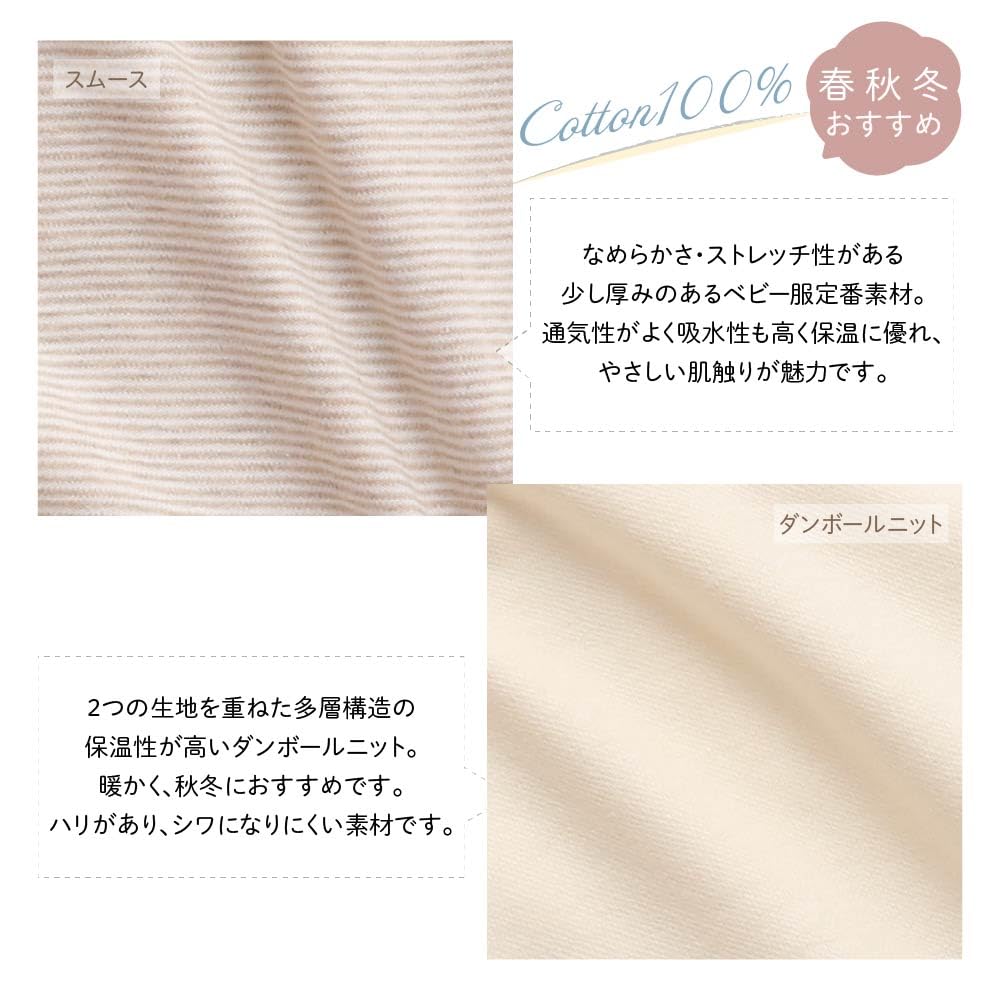 Cream De Coco In Cardboard Knit Smooth Striped Newborn Baby Stylish Romper for and Size [Made Japan] & Coverall, Clothes, Cute, Warm, 100% Cotton,
