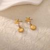 Pearl Starfish Shell Dangle Earrings For Women Gold Color Stainless Steel Earrings Aesthetic Boho Jewelry Summer Beach Gifts