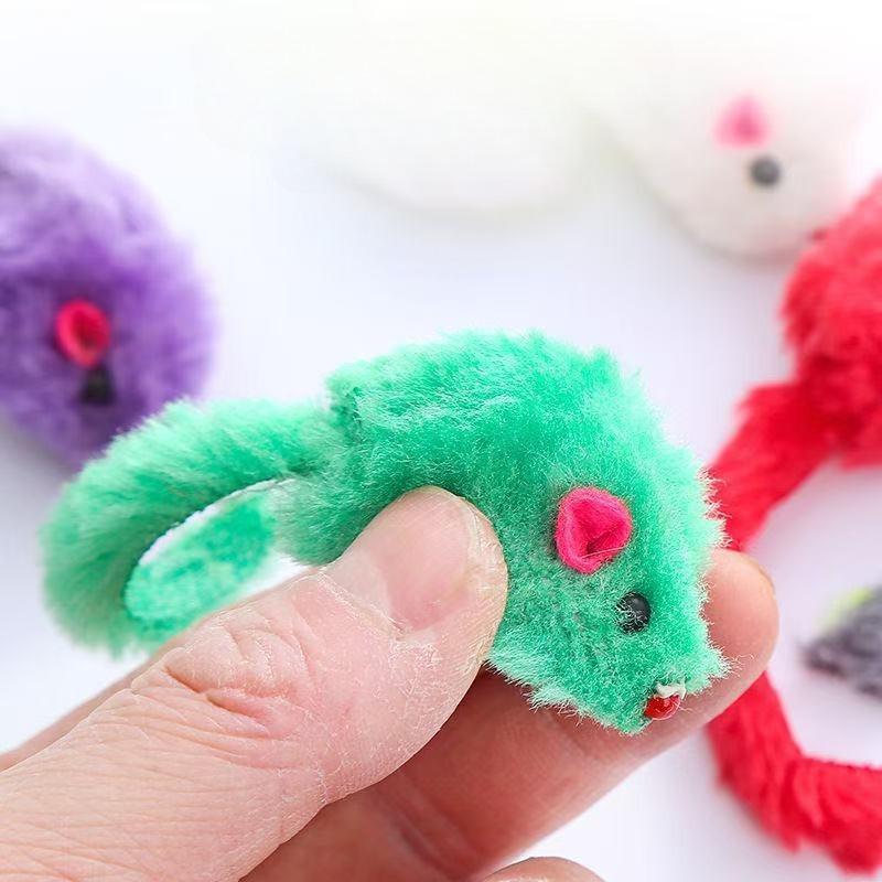 Cat Mouse Toy Squeaky Prefilled Catnip Faux Fur Kitten Mice Toy Interactive Bite Training Cat Game Catnip Toy Cat Supplies