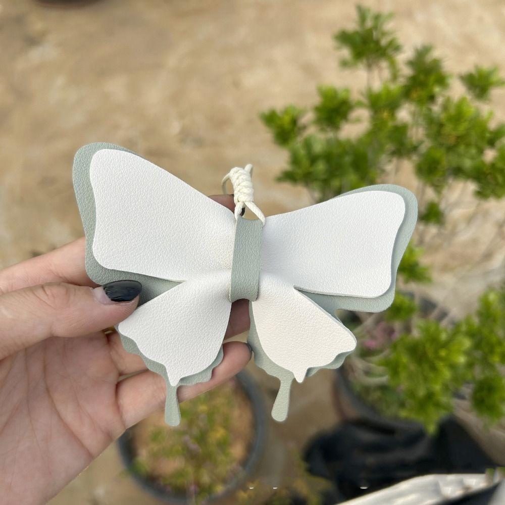 PU Leather Butterfly Bag Pendant Color Contrast Butterfly Lanyard Elegant Car Key Chains  Lady