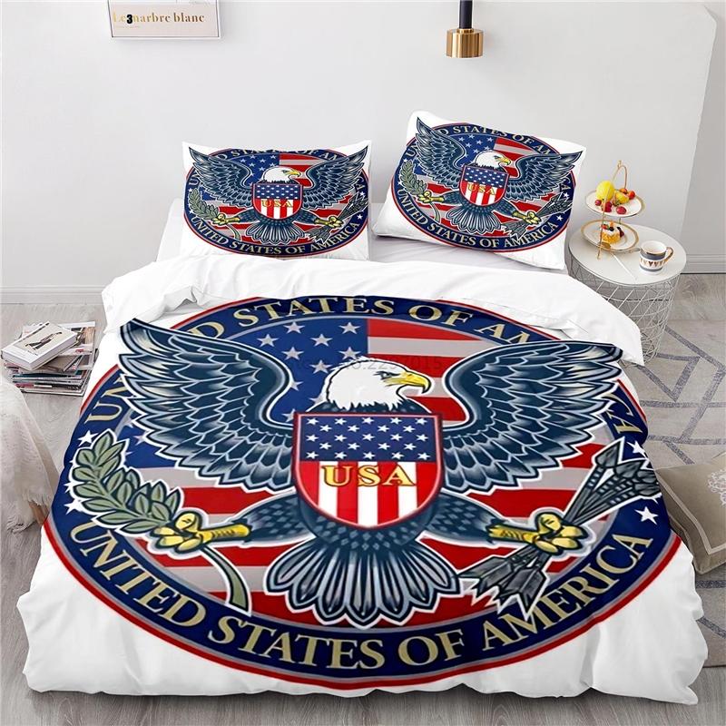 Nový design Americká vlajka 3D Ložní souprava Potisk Povlak na přikrývku Set povlaku na přikrývku s povlakem na polštář Au Eu Us Velikost Twin Full Queen King