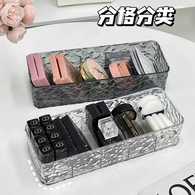Desk Drawer Organizers Plastic Bathroom Storage Makeup Organizer with Divide Clear Transparent Storage Box for Makeup Jewelrs