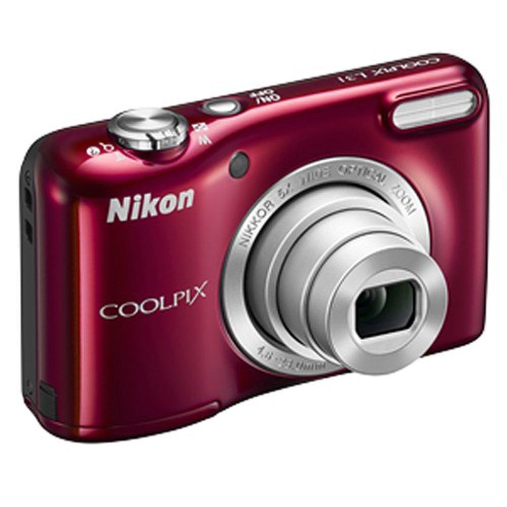 Nikon COOLPIX L31 Digitalkamera, Rot - 16,14 MP, 5-facher optischer Zoom, Betrieb mit AA-Batterien, HD 720p Video