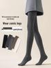 Gray High-Waist Grid Pattern Tights – Women's Tummy Control & Butt Lifting Pantyhose for Autumn/Winter Outerwear
