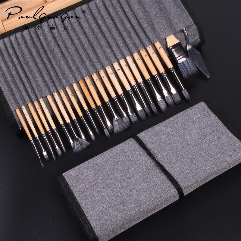 Paul Gauguin 24-Piece Paint Brush Set for Fine Art - Nylon Brushes for Watercolor, Acrylic & Oil Painting