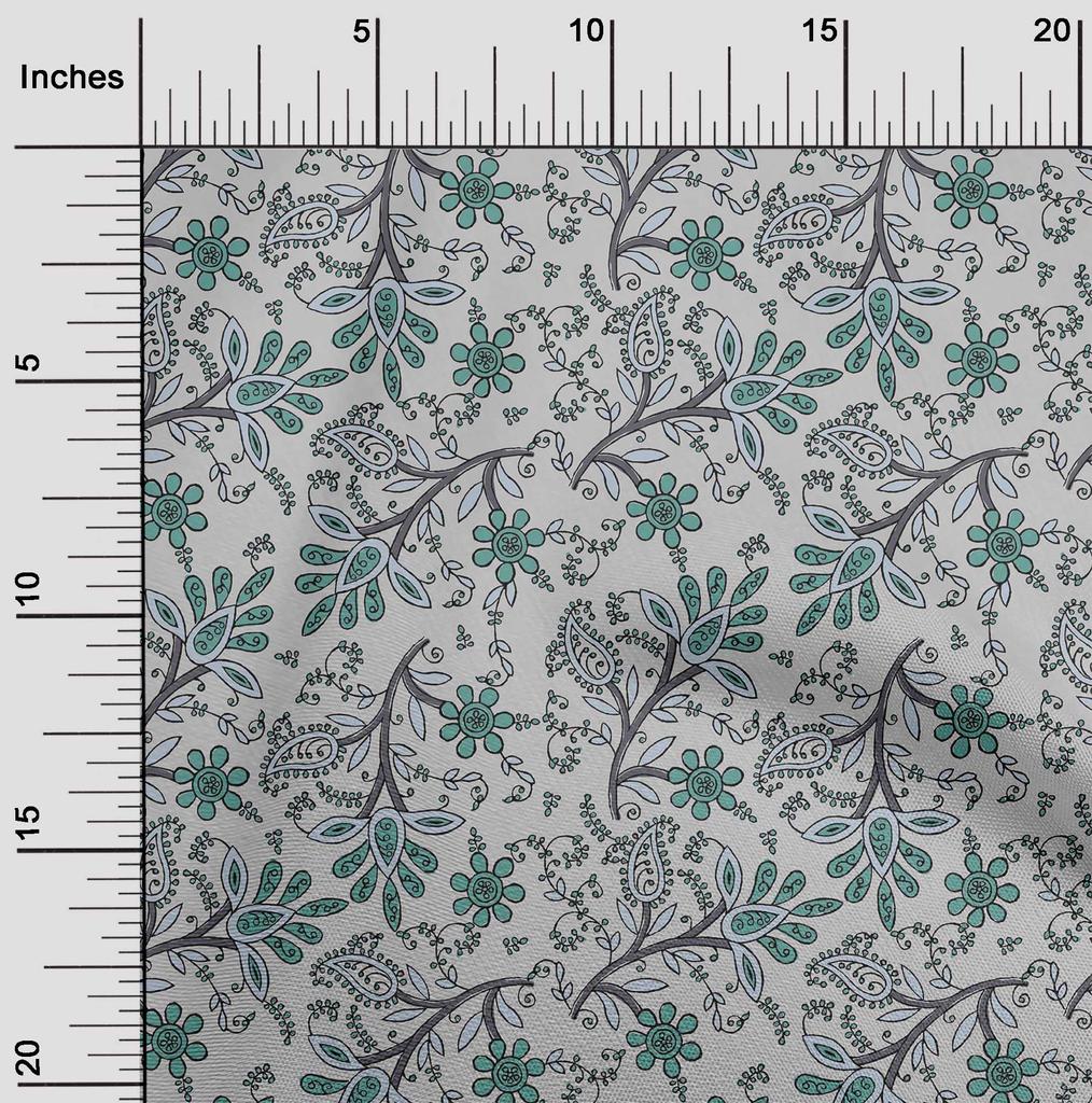 oneOone Bavlna Flex Fabric Listy & Floral Block Print Fabric By Yard 40 Inch