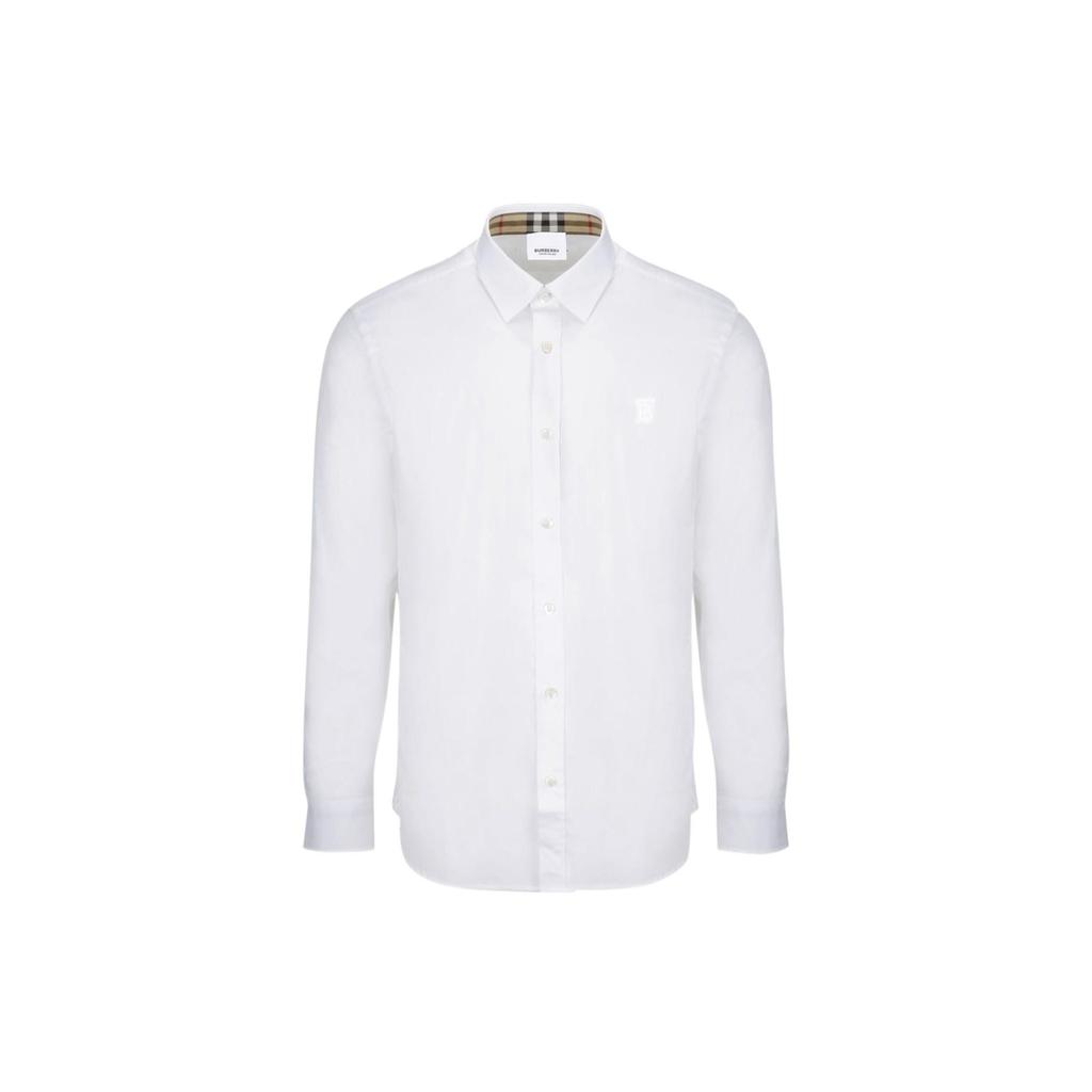 Burberry Slim Fit Monogram Motif Stretch Cotton Poplin Shirt 'White' 80323081