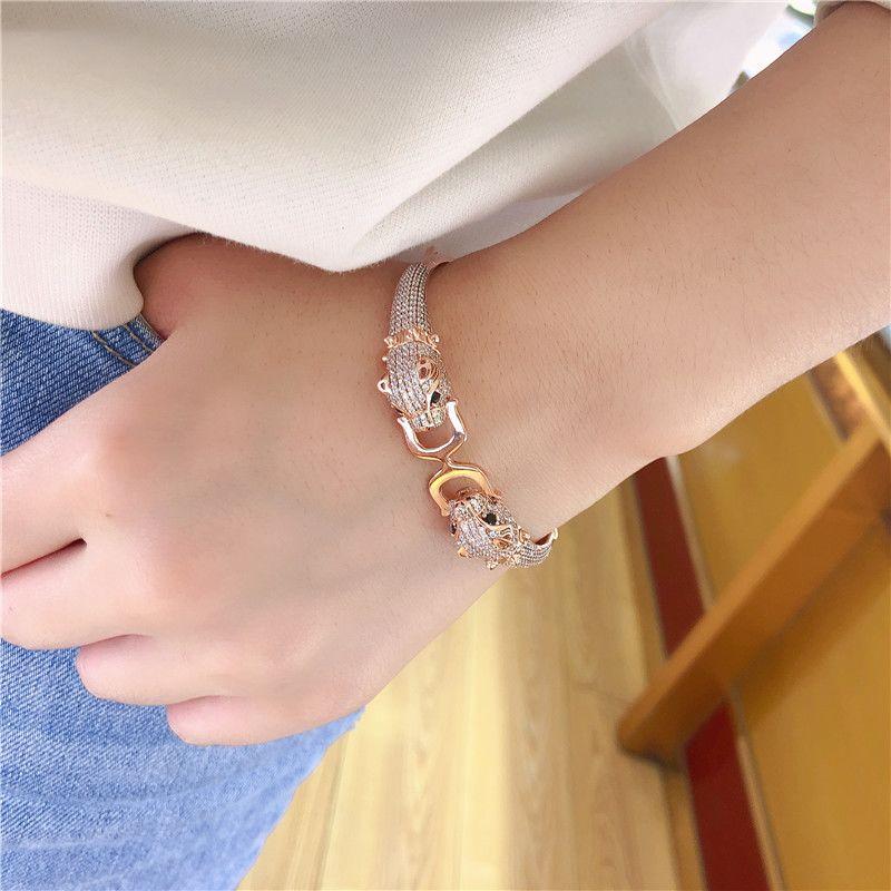 Colorful Luxury Micro-inlaid Fashionable Leopard Head Bracelet