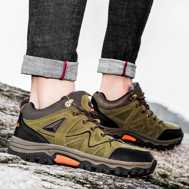 Winter Snow Boots Men High-top Warm Plush Durable Outdoor Ankle Boots Men Anti-slip Thick-soled Comfortable Hiking Shoes Men