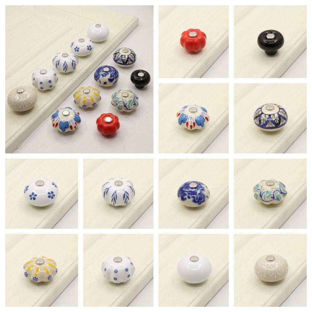Multiple Colors Ceramic Handle Single Hole Cabinet Pull Vintage Door Knob  Shoe Cabinet