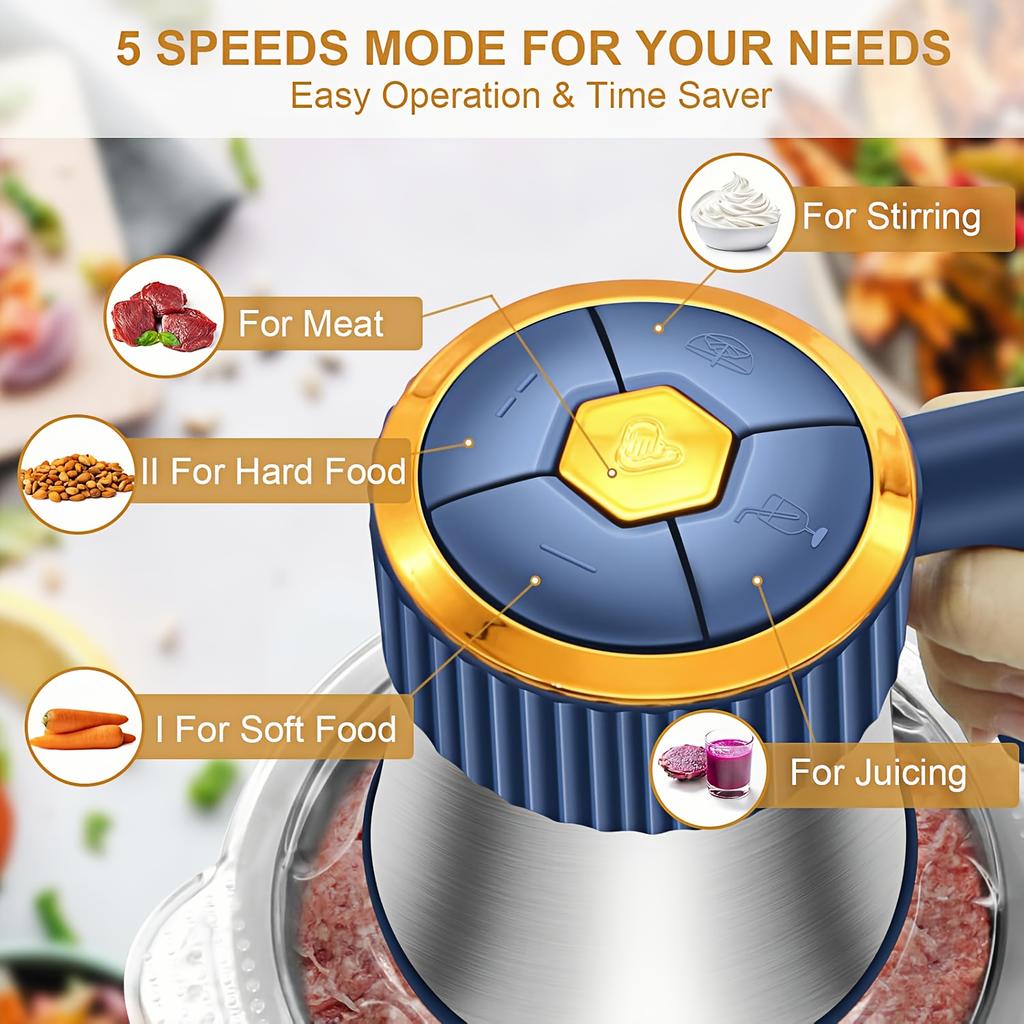 5L Stainless Steel Electric Meat Chopper High Speed Multifunctional Kitchen Food Processor Vegetable Fruit Garlic Grinder