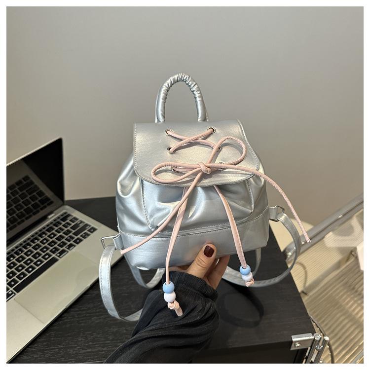 Ballet style bow backpack women 2025 new Internet celebrity portable small backpack go shopping travel small schoolbag