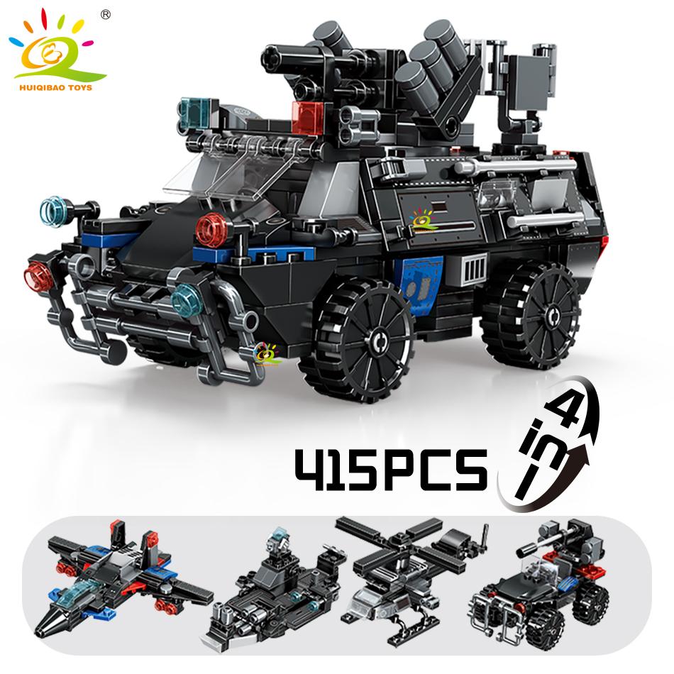 Non-Toxic Swat Police Truck Model Building Blocks City Helicopter Vehicle Car Figures Bricks Educational Toy For Children Gift