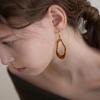 Brown Unique Shape Drop Gold Earring