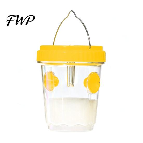 Fruit Fly Trap with Light Outdoor Solar Wasp Trap, Hanging Waterproof Hornet Bucket, Reusable Yellow Jacket Powered LED Light, Catcher for Garden