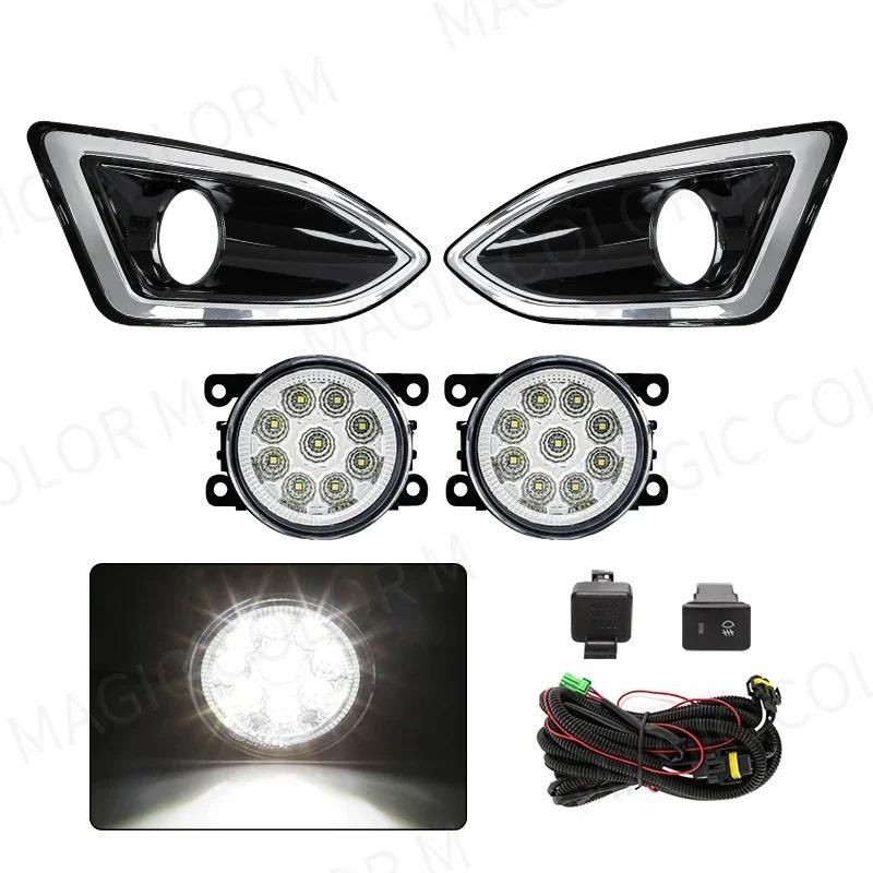Car LED DRL Fog Lamp For Ford Edge 2015 2016 2017 2018 DRL Daytime Running Light Angel Eyes Halogen Auto Headlight Accessories