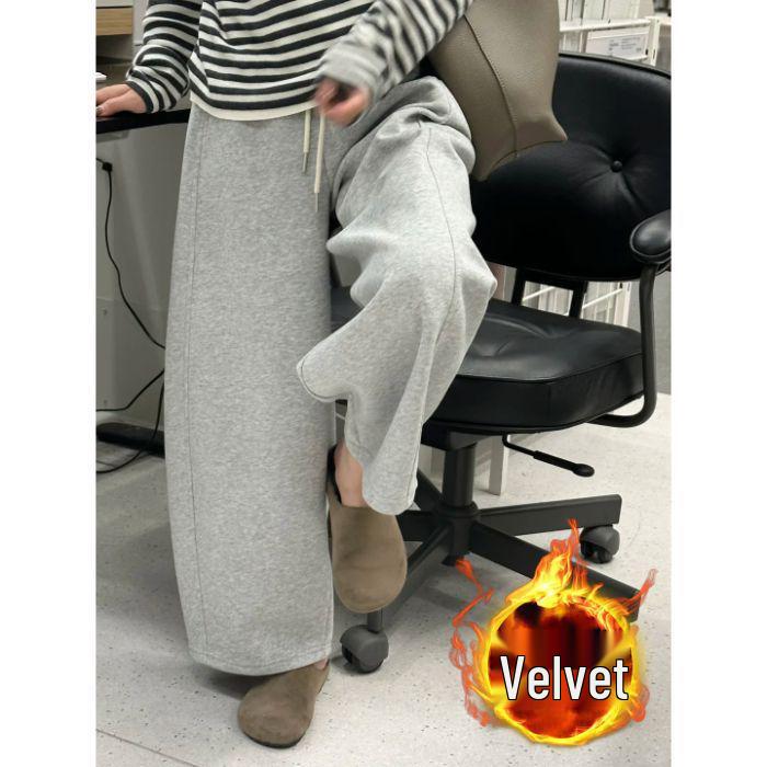 Women s Dark Blue High-Waisted Loose Wide-Leg Pants - Petite, Velvet-Lined, Autumn/Winter Scimitar Style XL