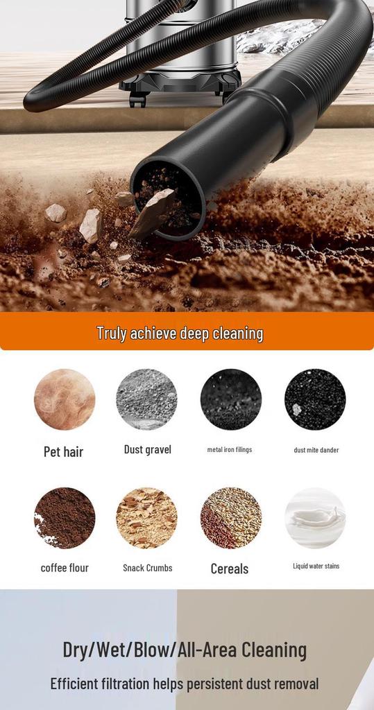 High-Power Industrial Suction Cleaner for Floors, Sofas, and Grouting
