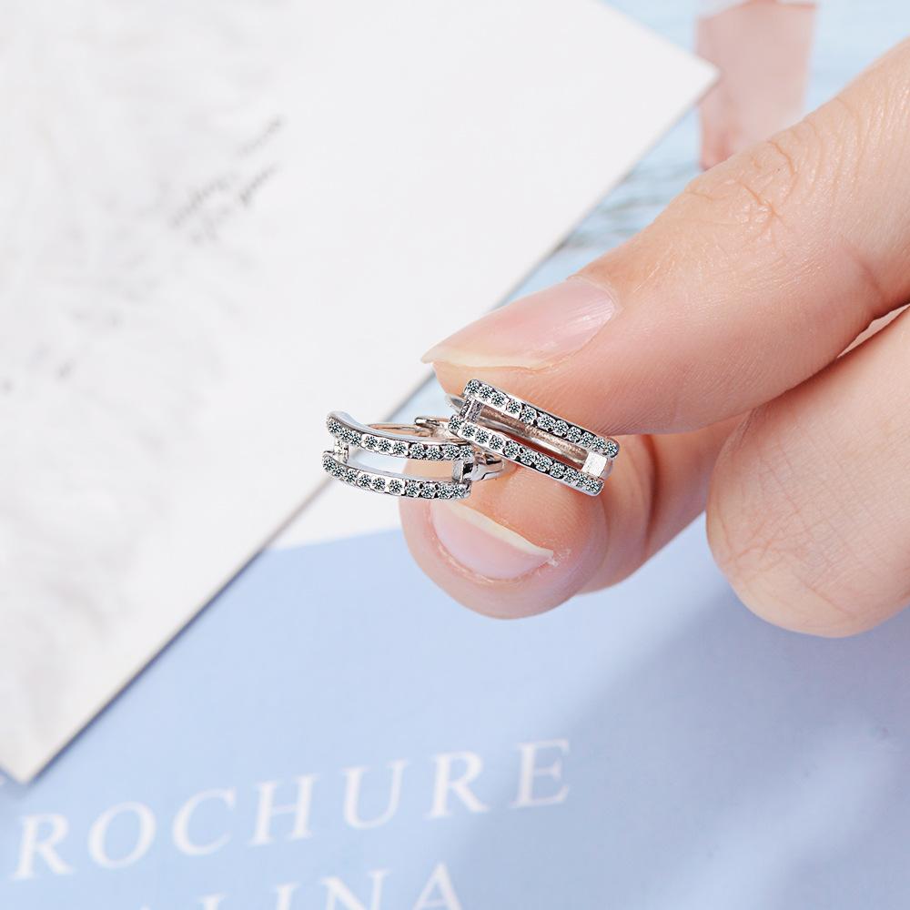 Stamp 925 Sterling Silver Crystal Circle Earring for Women Making Jewelry Gift Wedding Party Engagement