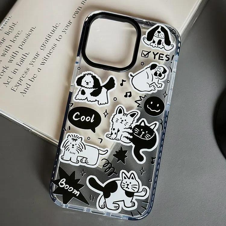 Anti-theft Lanyard Simple Line Phone Case Compatible and Suitable for iPhone15 14 13 12 11promax xsmax xr 7 8plus Cute Cat Group