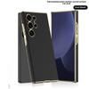 Curved Surface Electroplated Skin Leather Cover for Samsung Galaxy S25 S24 Ultra Plastic Hard Shell Protective Holder Phone Case