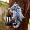 Dragon Tree Hugger with Solar Lantern Weather Resistant Outdoor Garden Yard Pathway Patio Lawn Resin Dragon Figurine Statue Decoration Ornament