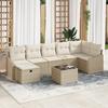 VidaXL 8-Piece Garden Sofa Set with Cushions Beige Poly Rattan 3359310