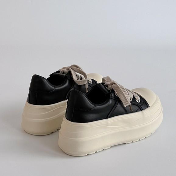 Fashion canvas single shoes simple lace-up casual board shoes women's autumn thick-soled heightening muffin sports shoes white shoes tide
