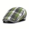 Lightweight Breathable Contrast Color Plaid Beret Caps, Retro Vintage Unisex Flat Hats, British Casual Headwear