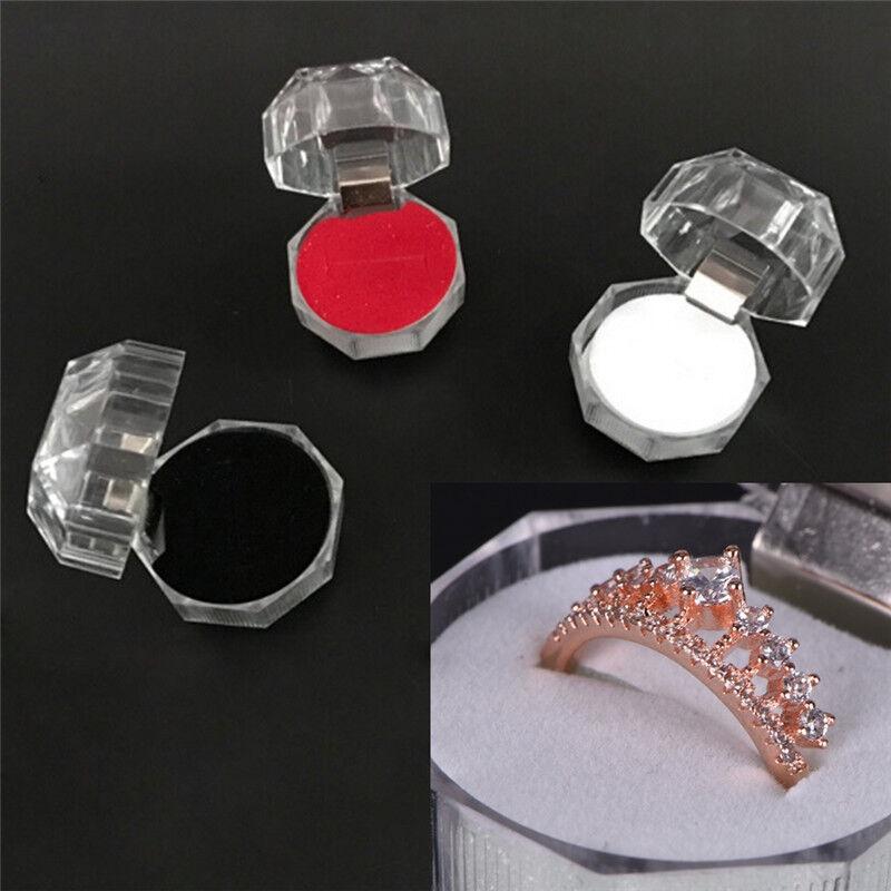 Durable Acrylic Small Octagonal Transparent Crystal Ring Box Jewelry Storage Box For Rings Earrings And Accessories
