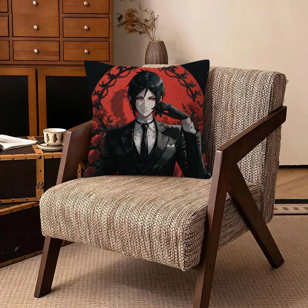 Manga BBlack BButler   Decorative Polyester Throw Pillow Cover Square Suitable for Home Office Coffee Shop Decor