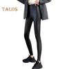 Women Leggings High Waist Slim Fit Hip Lift Faux Leather Bottoming Pants Velvet Lining Thickened Warm Windproof Casual Yoga Pants