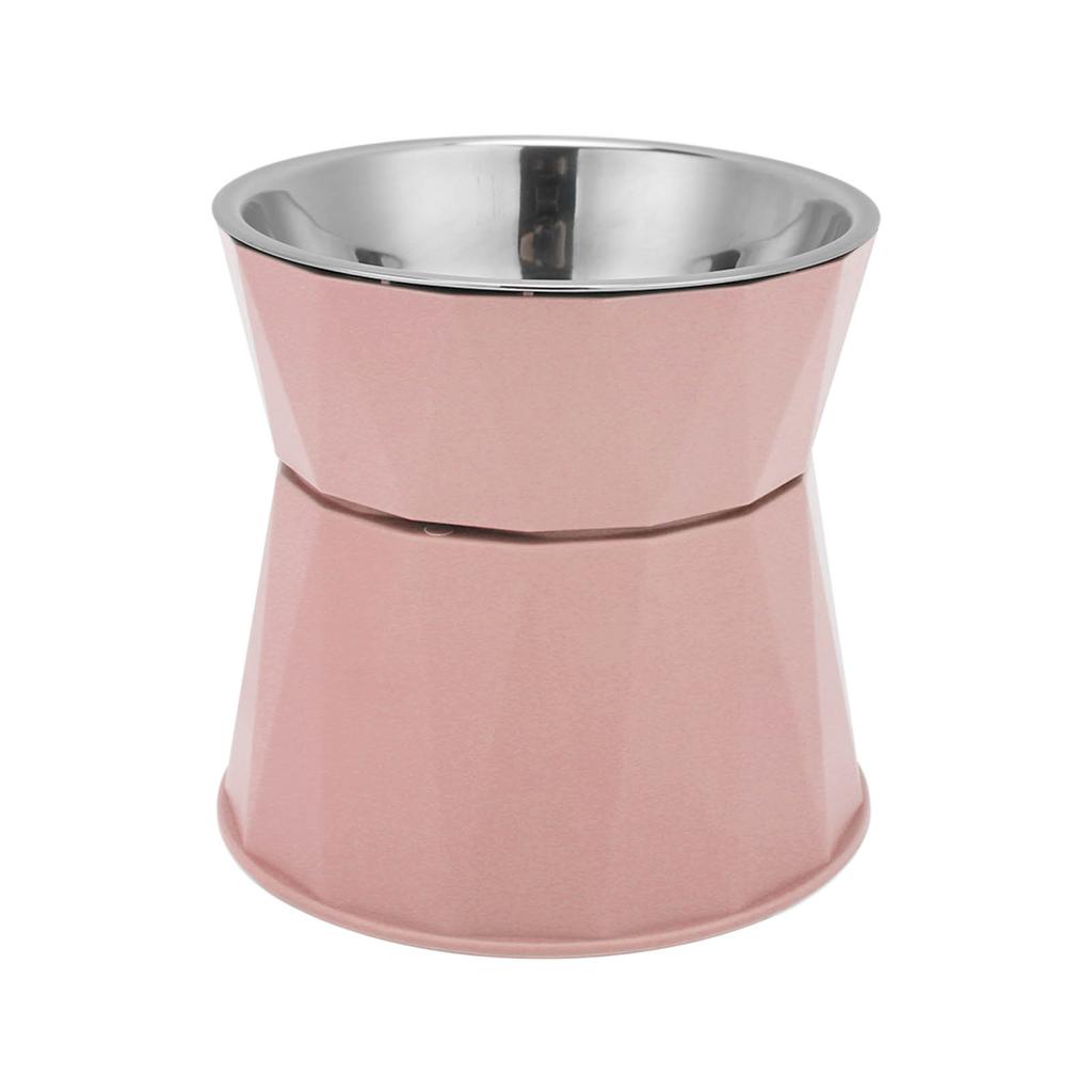 Cat Stainless Steel Bowl Increased Neck Protective Heavy Duty Cat Double Bowl for Cats DogsPink