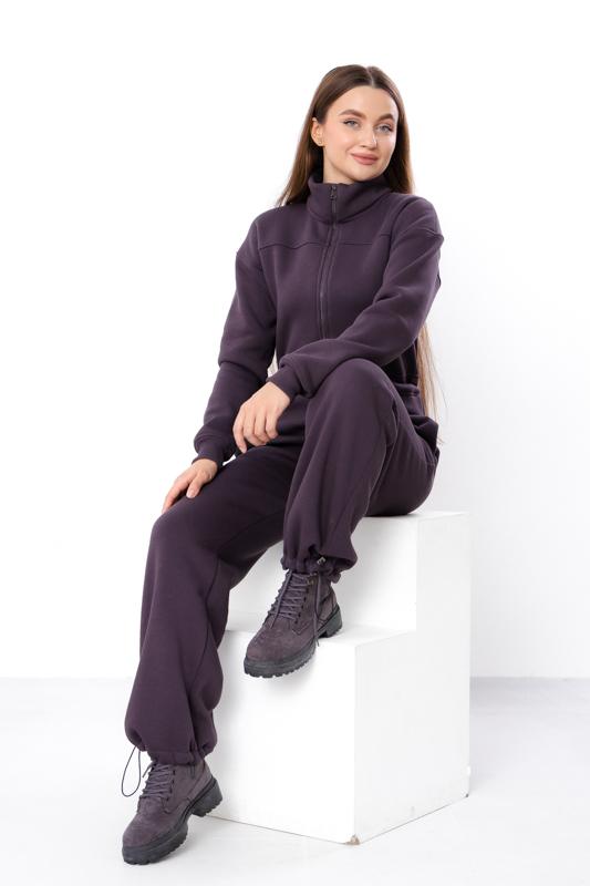 Jumpsuit – Women's Warm Zip-Up with Stand Collar & Waist Tie, Winter 8443-025 HC