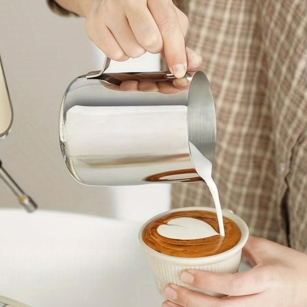 5/12oz Edelstahl Manueller Milchaufschäumer Kännchen Handheld Milchaufschäumkrug für Cappuccino Latte Art Heim-Büro-Gebrauch Café Suppl