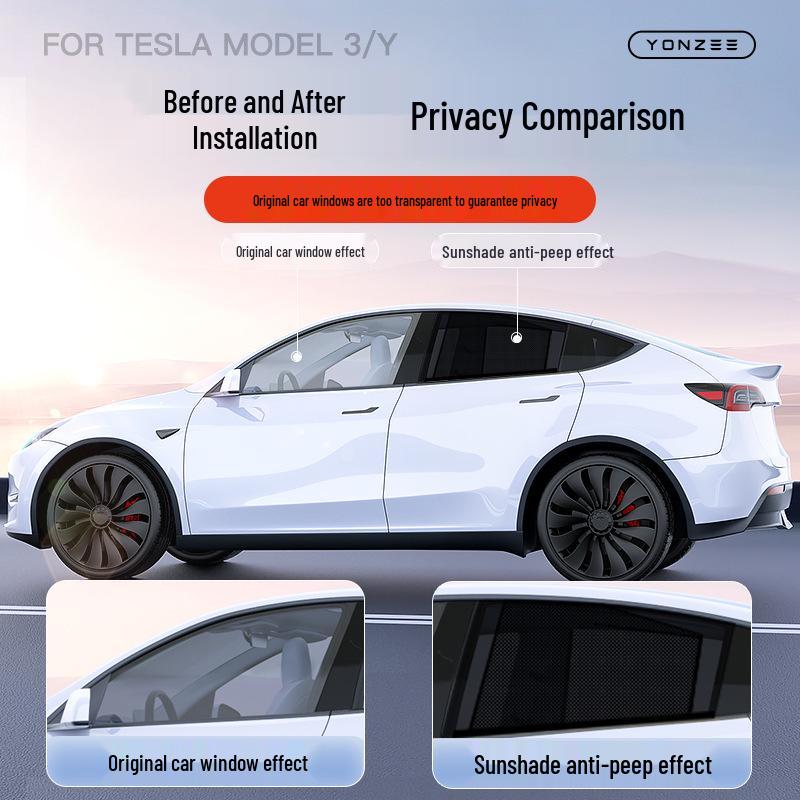 Liftable Sunshade Umbrella for Tesla Model Y/3 Refresh Side Windows - Interior Accessory