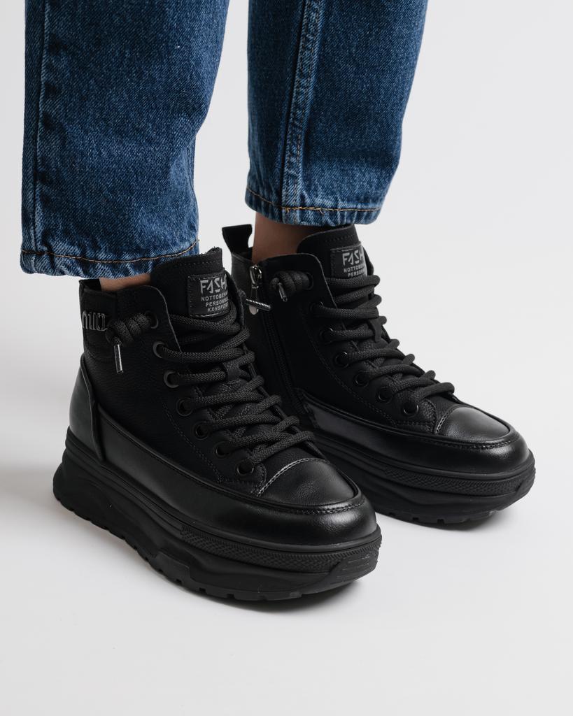 Ботинки на высокой платформе Lola Andy 52060 36 черные нубук кожа шерсть