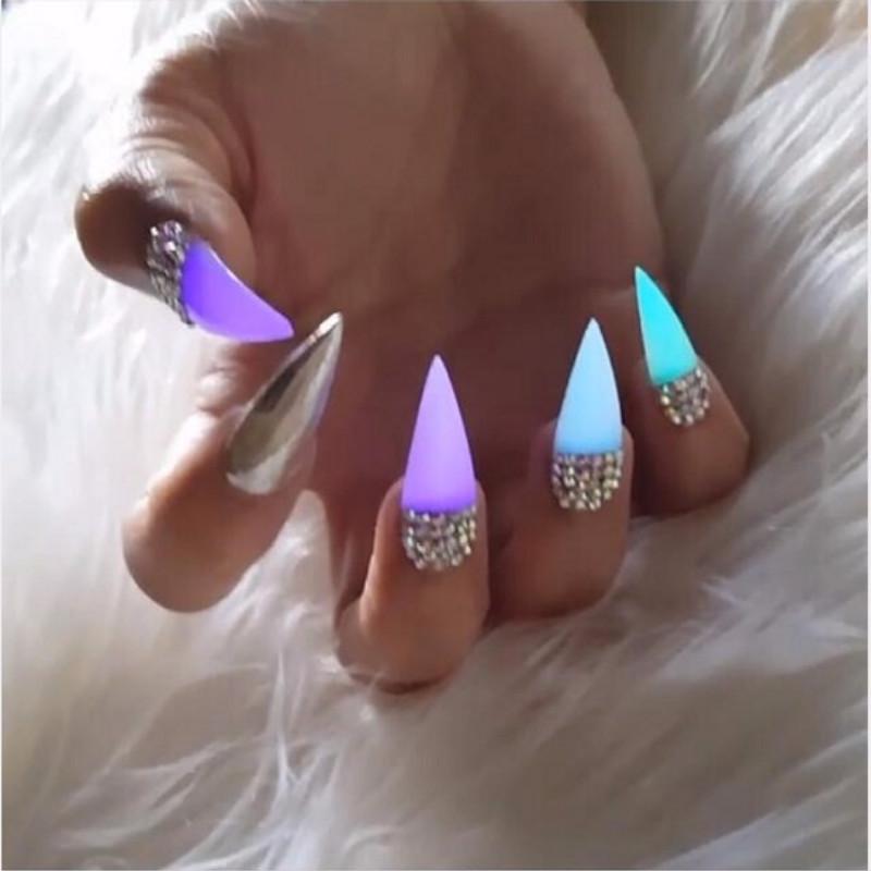 Neon Bright Nail Polish Powder Shining In Dark Dust Luminous Fluorescence Nail Art Glitter Powder