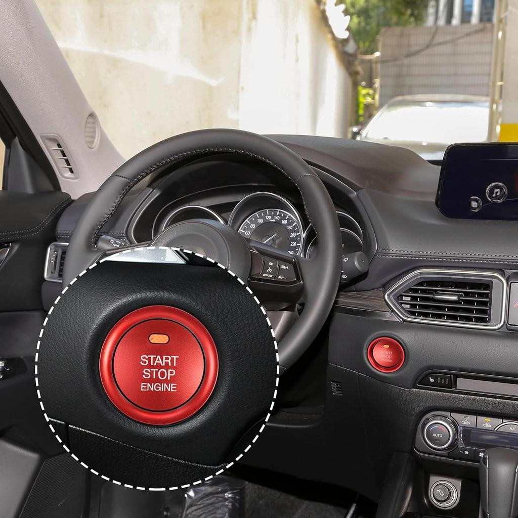 TOMALL Aluminum Engine Start Stop Push Button Cover Trim Compatible with Mazda CX-3, CX-5, MX-5 Car Keyless Engine Ignition Start Button Cap
