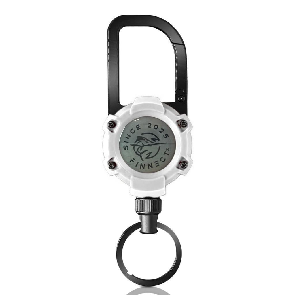 FINNECT Carabiner Snap Reel Up To Stretchable Metal Loss White Pin-on Reel, Carabiner, Keychain, Extendable, 65cm, Camping, Outdoors, Fishing,