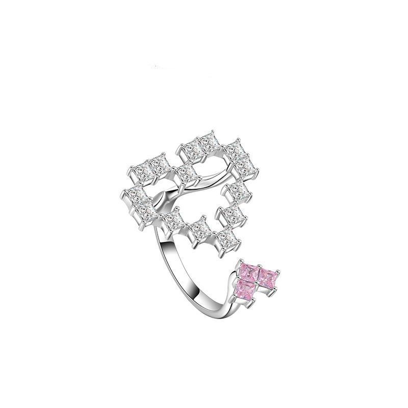 Ring Female Niche Design Reverie Silver Zircon Love Ring Adjustable Opening Ring Female