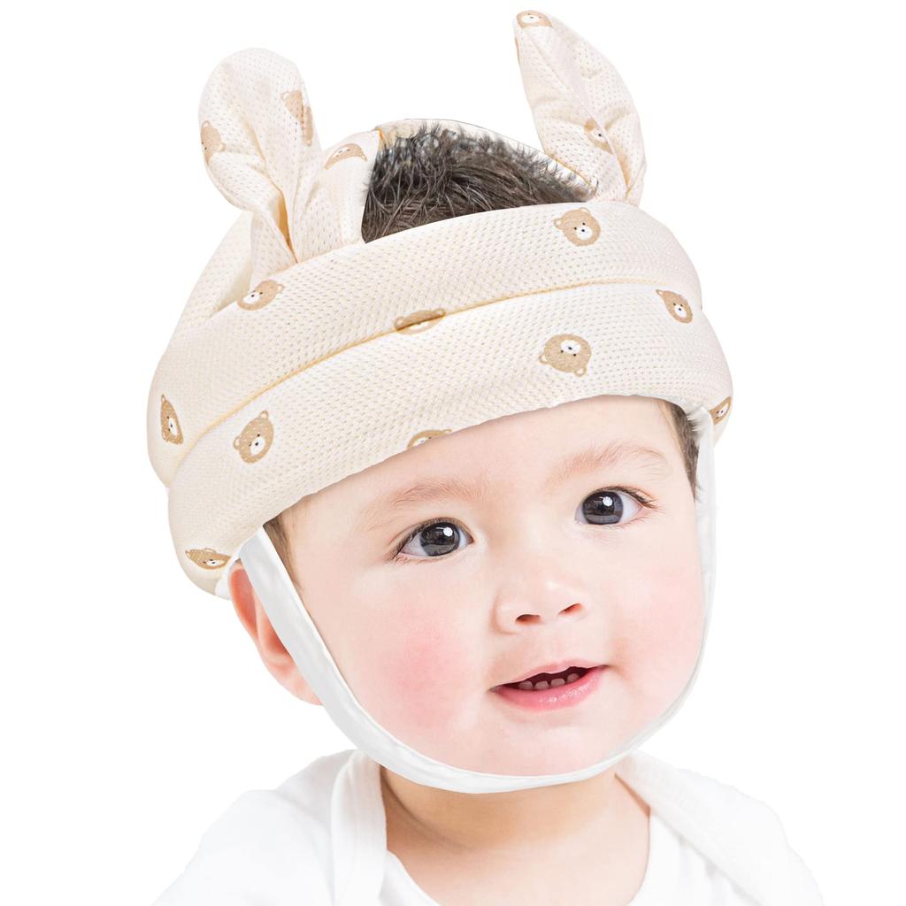 PHOENIVER Bear Head Guard Helmet Bear Developed in Collaboration with Childcare Workers Washable Mesh Head Guard for Prevents Head Bumps (with Ears) -