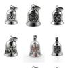 Stainless Steel Viking Motorcycle Pendant Gothic Punk Biker Jewelry for Men with Exorcism Bell