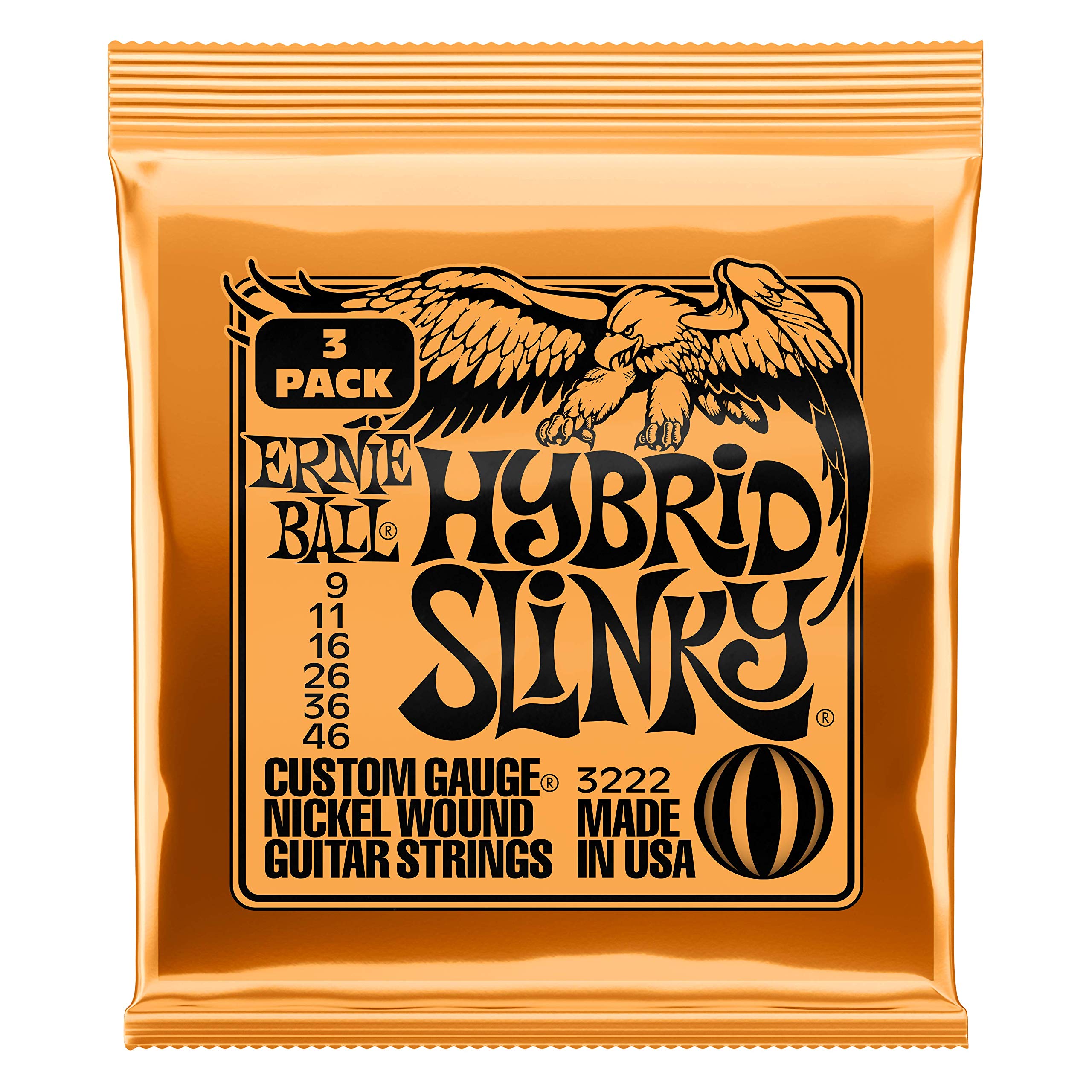 

[Authentic] ERNIE BALL 3222 Electric Guitar Strings (09-46) Hybrid Slinky 3-Pack