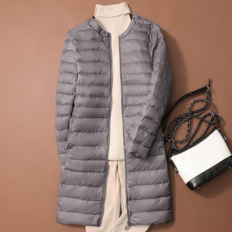 Winter Duck Down Jackets Women Long Ultra Light Coat Casual Slim Black Thin Autumn Parkas